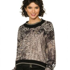 Beate Heymann black cream pullover paisley sweater NWT size 38